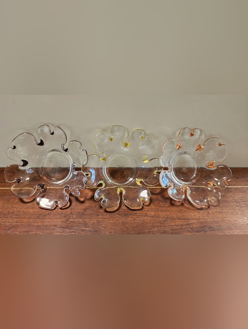 Retired PartyLite Garden Whimsy Glass Tea Lite Candle holders Set of 3